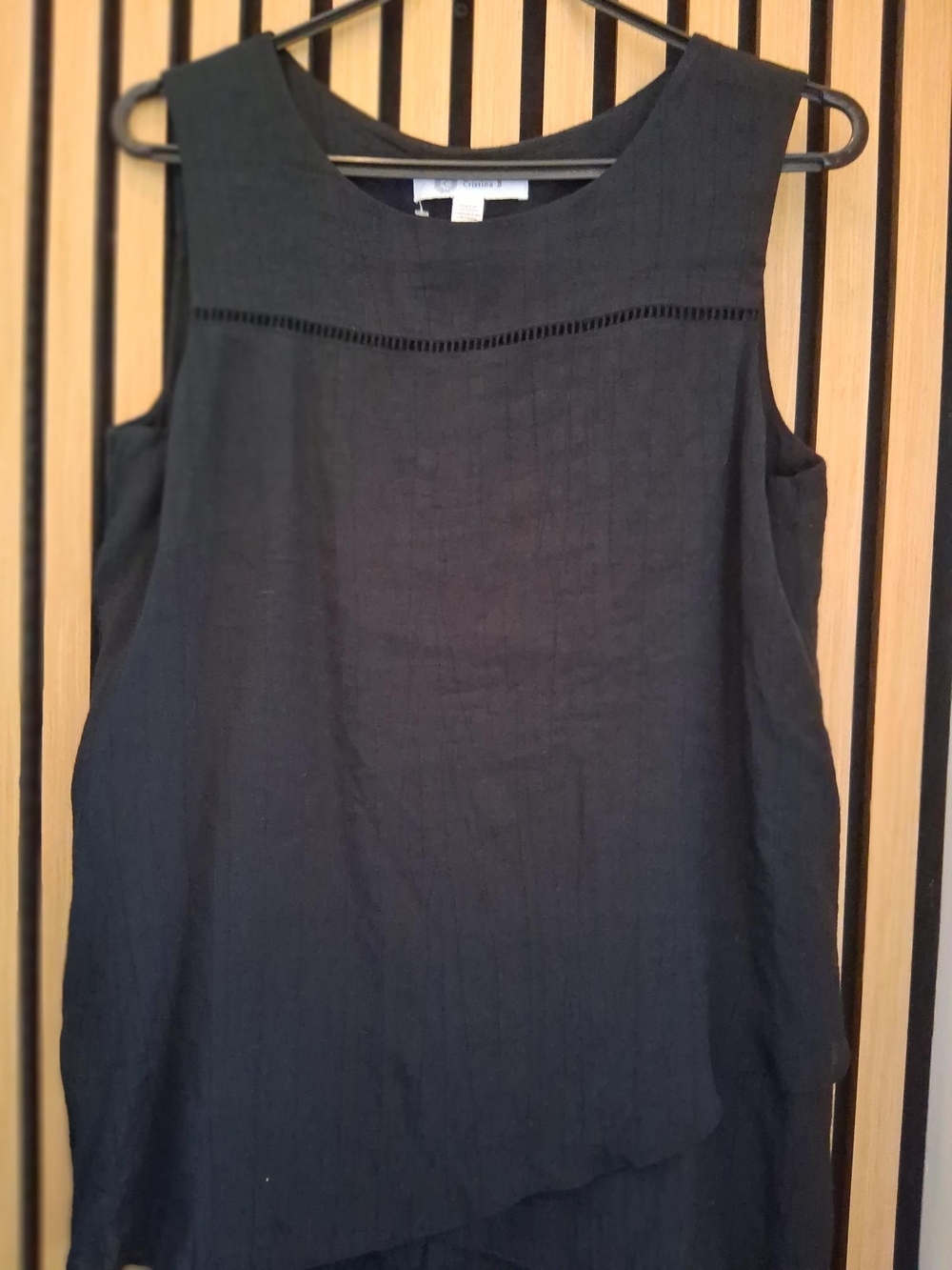 Women’s Black Sleeveless Linen-Blend Shell Top CRISTINA B